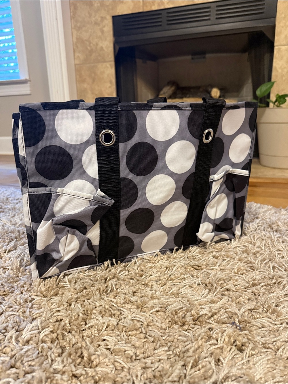thirty-one Black & White Polka Dot Organizing Utility Tote